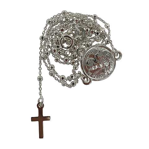 Rosario San Pio in argento 925 con grani sfaccettati da Ø 2 mm con moschettone 
