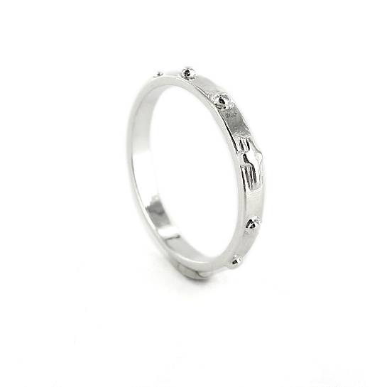 Rosario anello in argento 925 con 10 grani tondi misura italiana n°10 - diametro interno mm 16 circa