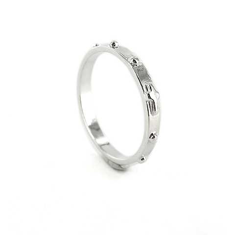  Rosario anello in argento 925 con 10 grani tondi misura italiana n°16 - diametro interno mm 17,8 circa