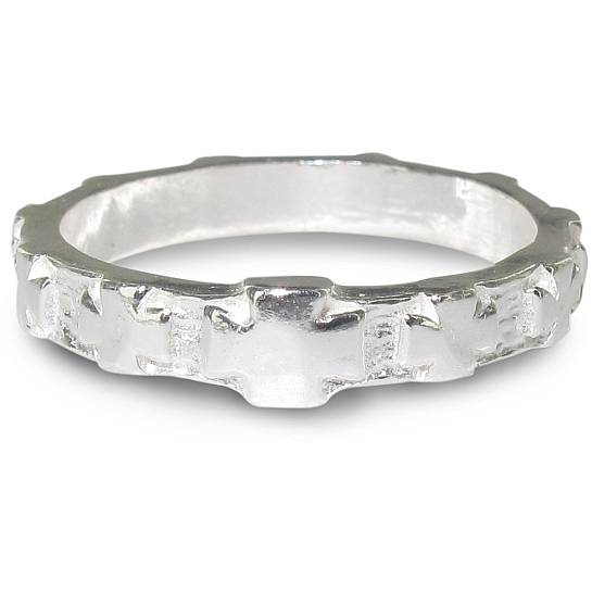Rosario anello in argento 925 con 10 croci misura italiana n°18 - diametro interno mm 18,5