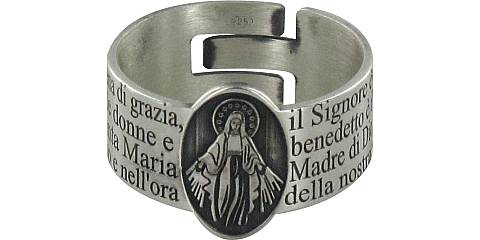 Anello in argento 925 con l'incisa preghiera Ave Maria misura italiana n°13 - diametro interno mm 17 circa