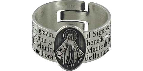 Anello in argento 925 con l'incisa preghiera Ave Maria misura italiana n°16 - diametro interno mm 17,8 