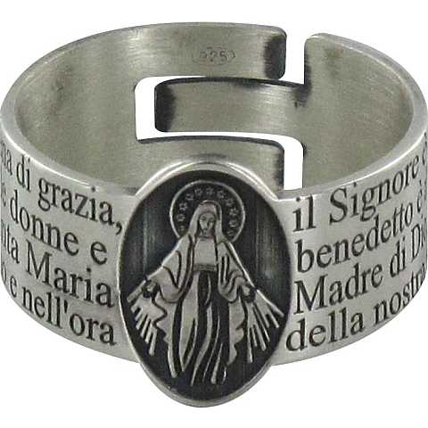 Anello in argento 925 con l'incisa preghiera Ave Maria misura italiana n°16 - diametro interno mm 17,8 