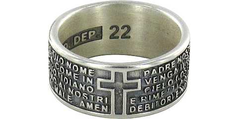 Anello in argento 925 brunito con l'incisa preghiera Padre Nostro misura italiana n°22 - diametro interno mm 19,8 circa