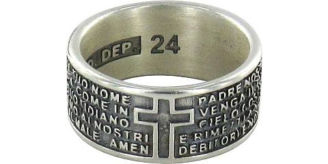 Anello in argento 925 brunito con l'incisa preghiera Padre Nostro misura italiana n°24 - diametro interno mm 20,4 circa