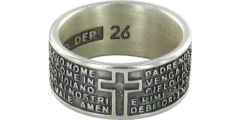 Anello in argento 925 brunito con l'incisa preghiera Padre Nostro misura italiana n°26 - diametro interno mm 21 circa