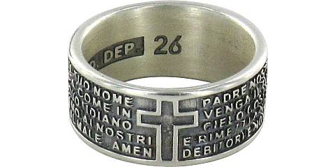 Anello in argento 925 brunito con l'incisa preghiera Padre Nostro misura italiana n°26 - diametro interno mm 21 circa