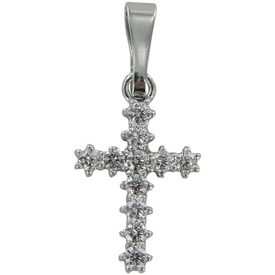 Croce in argento 925 con strass bianchi - 1,6 cm