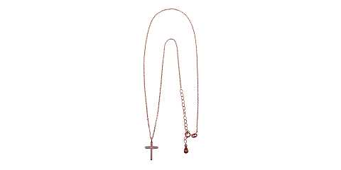 Croce in argento 925 con strass bianchi e catenina con bagno oro rosa - 2 cm
