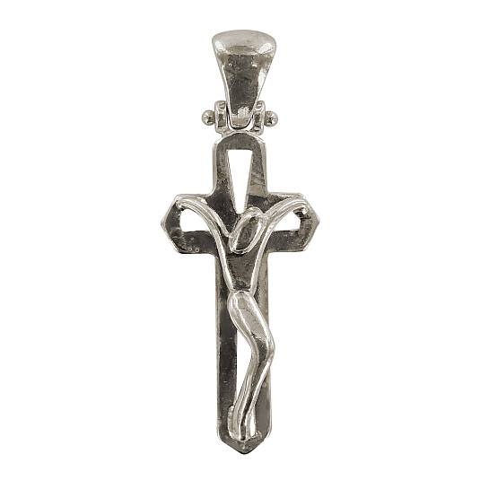 Croce in argento 925 con Cristo riportato in stile moderno - 3 cm