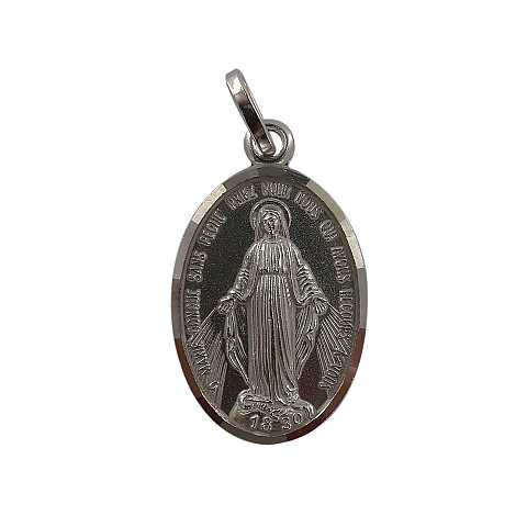 Medaglia Madonna Miracolosa in Argento 925, Altezza dell'Ovale: 2 cm, Larghezza: 1,4 cm