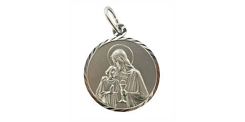Medaglia Cristo con l'Apostolo Giovanni in argento 925, tonda - 2 cm circa