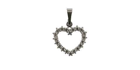 Ciondolo a forma di cuore con zirconi in argento 925 - 1,5 cm