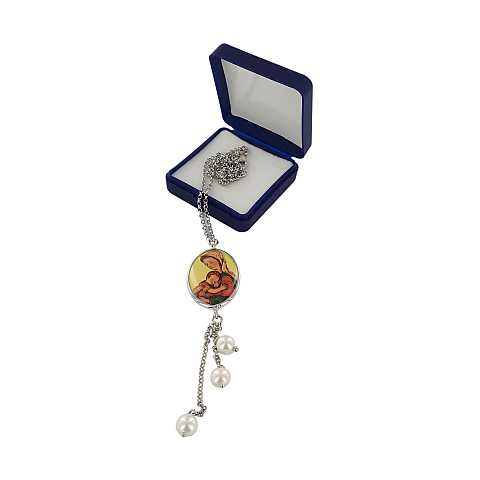 Collana argento con medaglia in porcellana - Madonna con Bambino