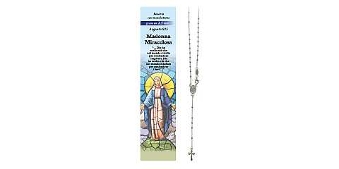 Rosario Madonna Miracolosa in argento 925 con grani da Ø 2,5 mm e preghiera in italiano