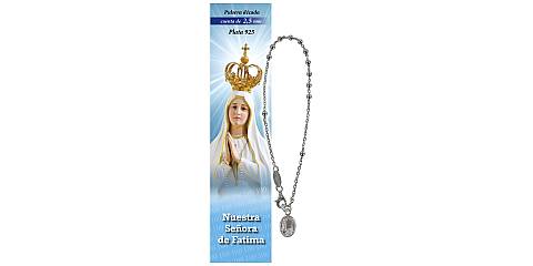 Bracciale rosario in argento 925 con 11 grani da 2,5 mm - Fatima - spagnolo
