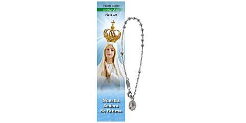 Bracciale rosario in argento 925 con 11 grani da 3 mm - Fatima - spagnolo