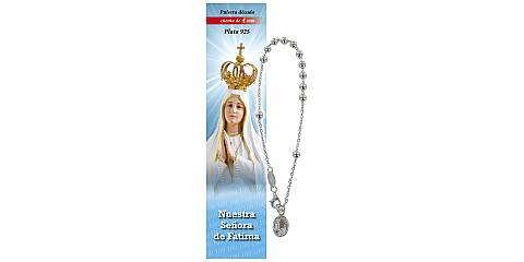 Bracciale rosario in argento 925 con 11 grani da 4 mm - Fatima - spagnolo