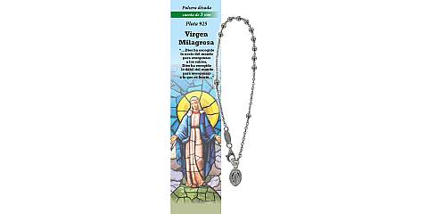 Bracciale rosario in argento 925 con grani da 3 mm - Madonna Miracolosa - spagnolo