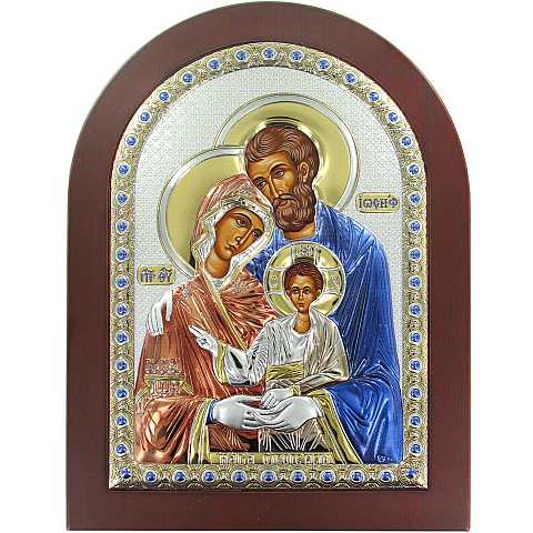 Icona Sacra Famiglia a forma di arco con lastra in argento - 15 x 20 cm
