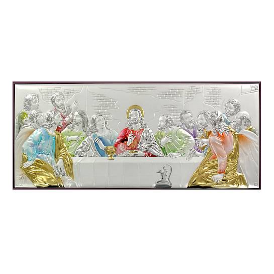 Quadro Ultima Cena in argento 925 - Bassorilievo - 23 x 11 cm