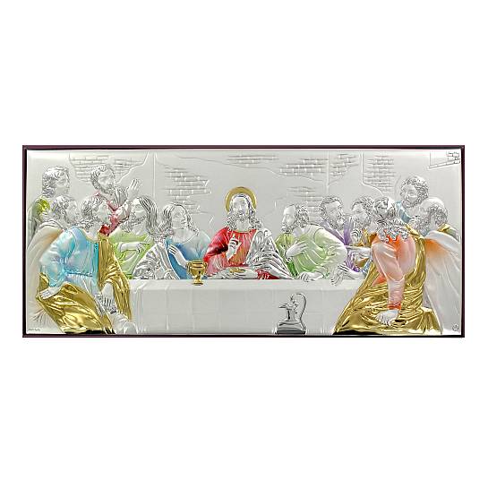 Quadro Ultima Cena in argento 925 - Bassorilievo - 17 x 38 cm
