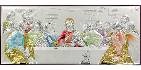 Quadro Ultima Cena in argento 925 - Bassorilievo - 51 x 22 cm