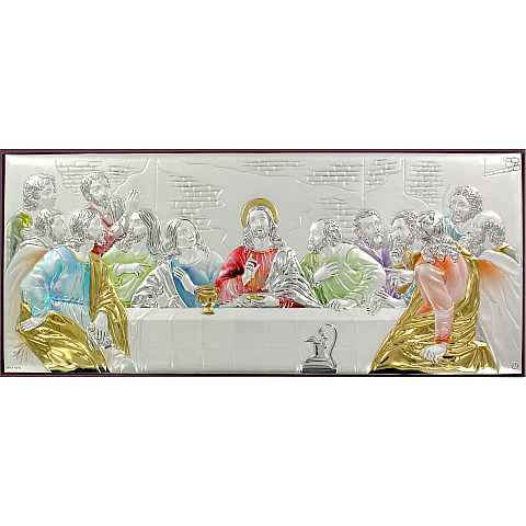 Quadro Ultima Cena in argento 925 - Bassorilievo - 17 x 7 cm