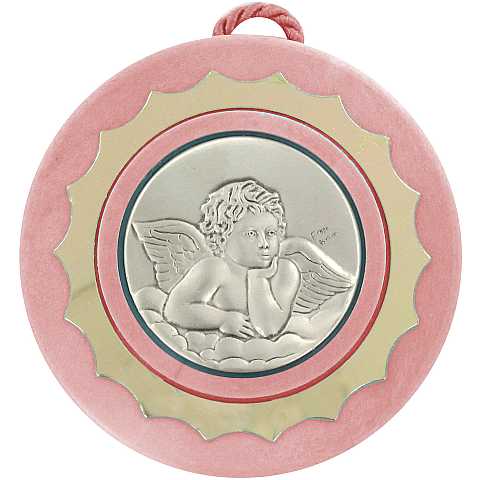 Sopraculla in argento 925 raffigurante un angioletto (rosa) Ã˜ 9 cm