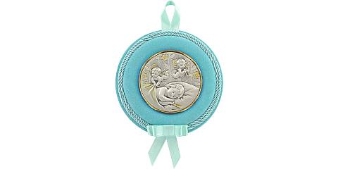 Sopraculla in argento 925 raffigurante degli angioletti (azzurro) Ø 12 cm