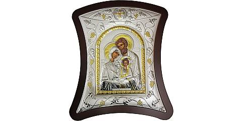 Icona Sacra Famiglia con lastra in argento - 32,5 x 36 cm 