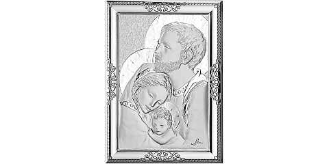 Quadro Sacra Famiglia con lastra in argento 925 - Bassorilievo - 24 x 18 cm