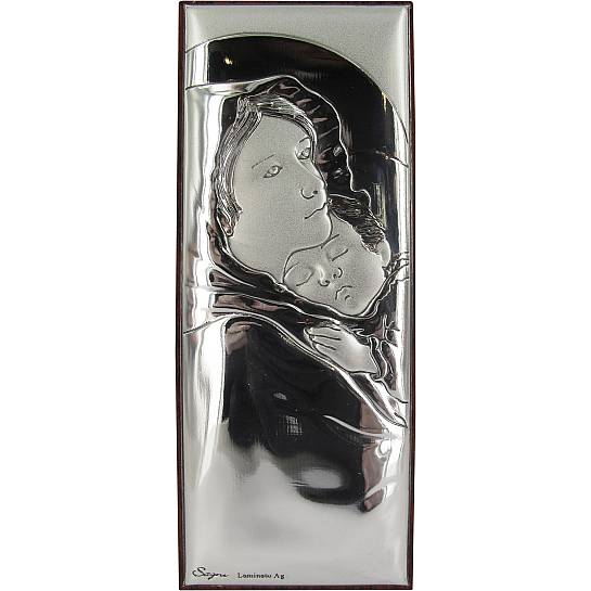 Quadretto Madonna di Ferruzzi con lastra in argento - Bassorilievo - 10 x 4 cm