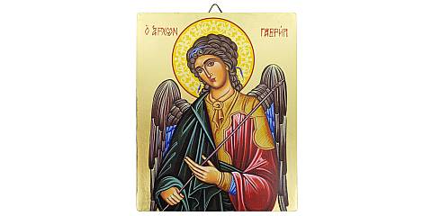 Icona Arcangelo Gabriele dipinta a mano su legno con fondo oro cm 13x16
