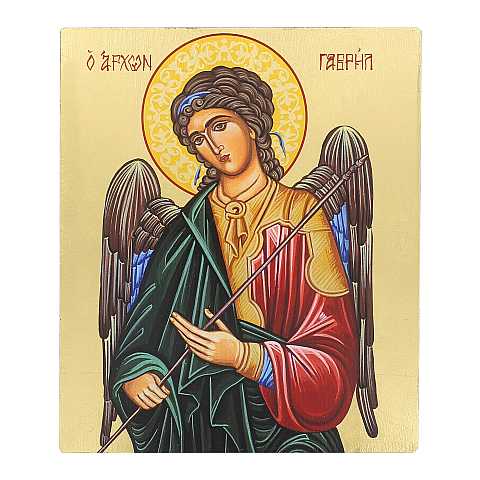 Icona Arcangelo Gabriele dipinta a mano su legno con fondo oro cm 16x19