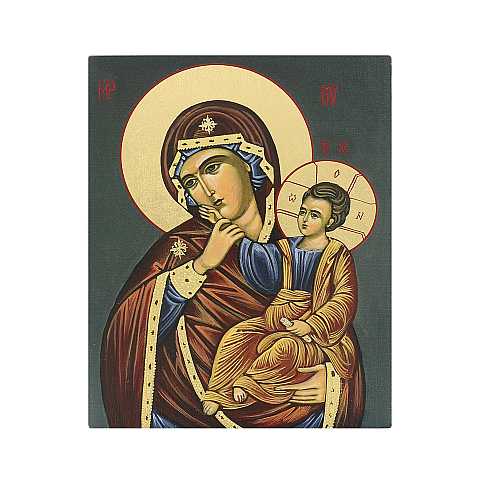 Icona Madonna con Bambino dipinta a mano su legno cm 13x16