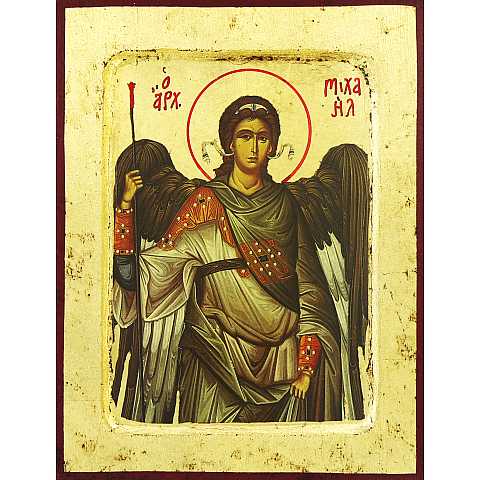 Icona San Michele Arcangelo, produzione greca su legno - 13,5 x 11 cm