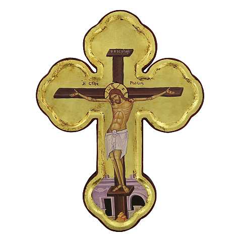 Croce icona Sacra Famiglia stampa su legno - 12 x 18 cm