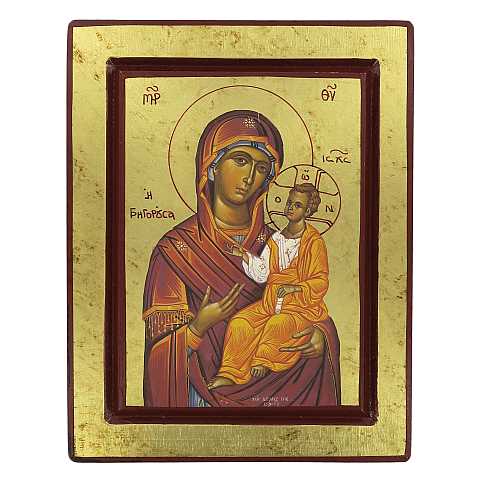 Icona Madonna con il Bambino, produzione greca su legno - 25 x 19,5 cm