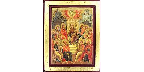 Icona Discesa dello Spirito Santo, Pentecoste, produzione greca su legno - 32 x 24 cm
