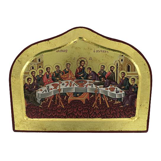 Icona Ultima cena, produzione greca su legno, idea regalo per Comunione - 24 x 18 cm