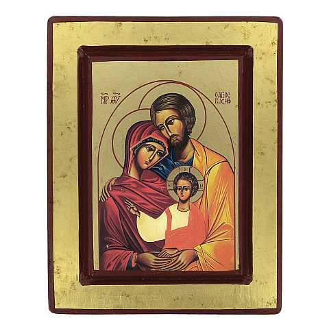 Icona Sacra Famiglia, produzione greca su legno - 19 x 15 cm