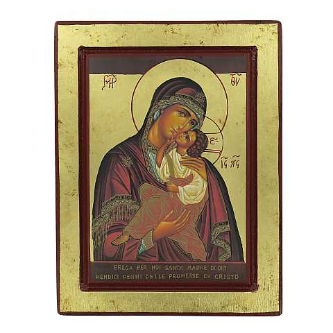 Icona Madonna di Sofronov (Madre di Dio della Tenerezza), produzione greca su legno - 25,5 x 19,5 cm