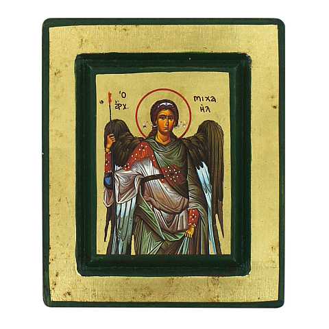 Icona San Michele Arcangelo, produzione greca su legno - 13,5 x 11 cm 