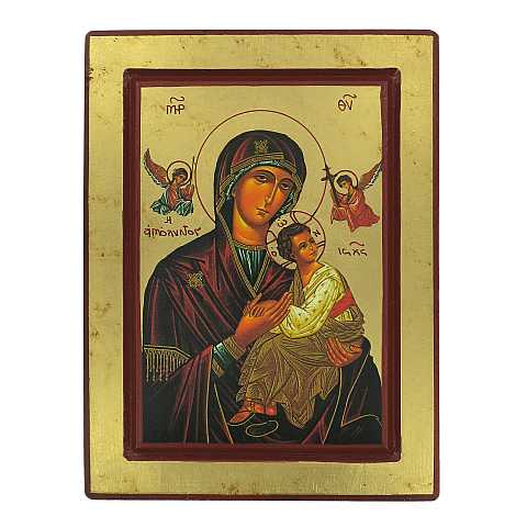 Icona Perpetuo Soccorso (Madonna della Passione), produzione greca su legno - 23,5 x 17,5 cm