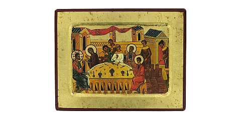 Icona Nozze di Cana, produzione greca su legno - 21 x 16 cm 