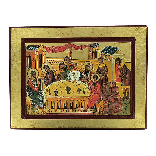 Icona Nozze di Cana, produzione greca su legno - 24 x 18 cm