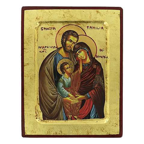 Icona Sacra Famiglia, produzione greca su legno - 18,5 x 14 cm