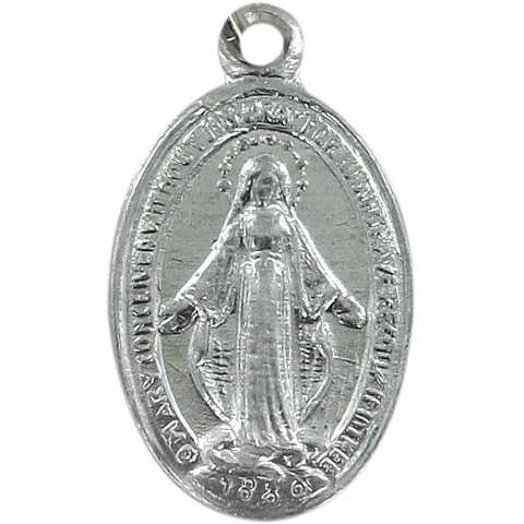 Medaglia Madonna Miracolosa in Argento 925, Altezza dell'Ovale: 1 cm, Larghezza: 8 mm