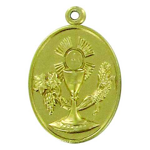 Medaglia Eucaristia con calice in metallo dorato - 2,7 cm